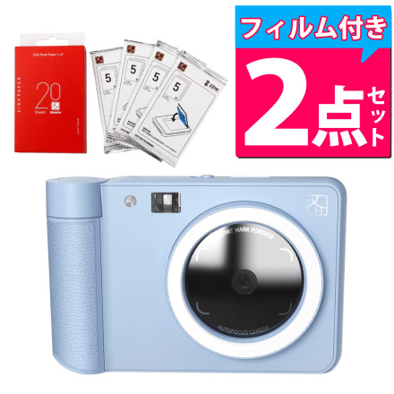 Hanin インスタントカメラプリンター Z1 HN-ICPZ1-BL ブルー ZINK　フォトペーパー付 2点セット