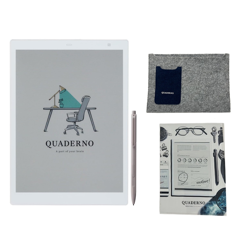 富士通 電子ペーパー クアデルノ QUADERNO A4 (Gen. 3C) フェルトケース グレー＆クリアファイル