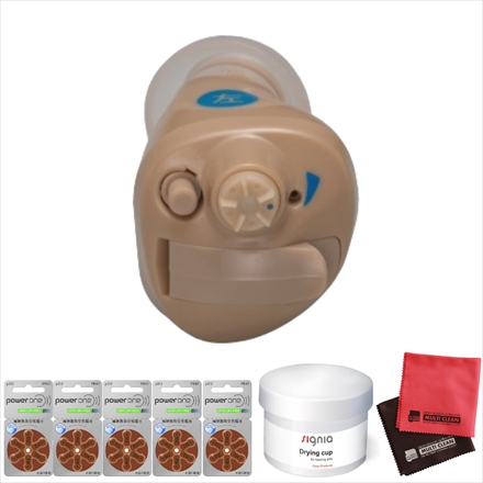 ニコン・エシロール NEF-M100S 左用 耳穴型デジタル補聴器 & 空気電池PR41×5個 & 乾燥カップ & オリジナルクロス2枚入