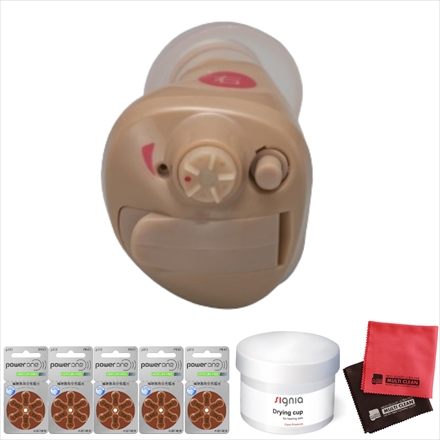 ニコン・エシロール NEF-M100S 右用 耳穴型デジタル補聴器 & 空気電池PR41×5個 & 乾燥カップ & オリジナルクロス2枚入