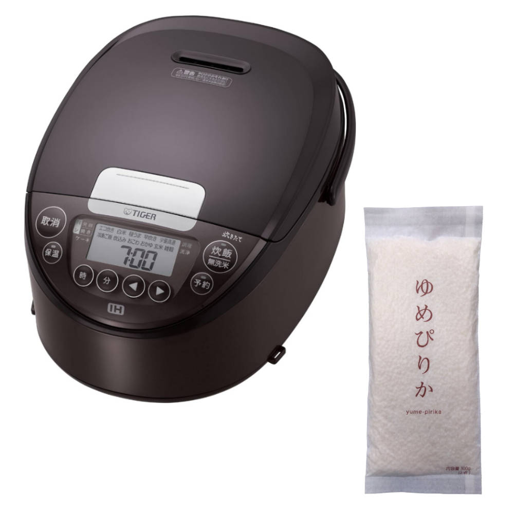 【5.5合炊き】タイガー魔法瓶 IHジャー炊飯器 炊きたて JPW-D100T ブラウン ＆ ゆめぴりか2合(白米)
