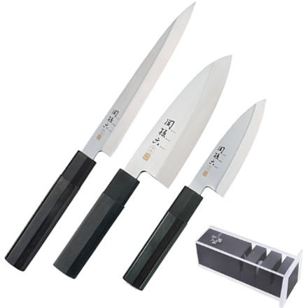 貝印 関孫六 金寿 出刃 105mm 150mm 刺身包丁 片刃用 シャープナー ふきん付き 和包丁 セット AK-1100 AK-1101 AK-1104 AP-0162