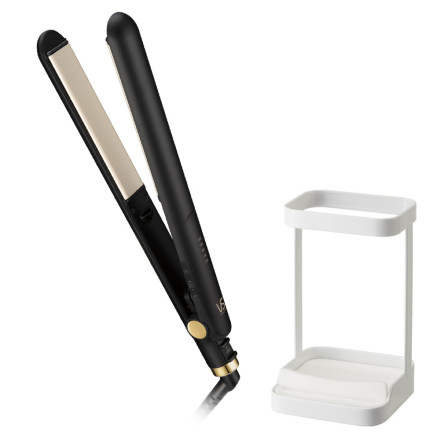 ヴィダルサスーン マイナスイオンストレートアイロン VSI-1025KJ ＆ 山崎実業 tower 5062 耐熱トレー付きヘアーアイロンスタンド ホワイト