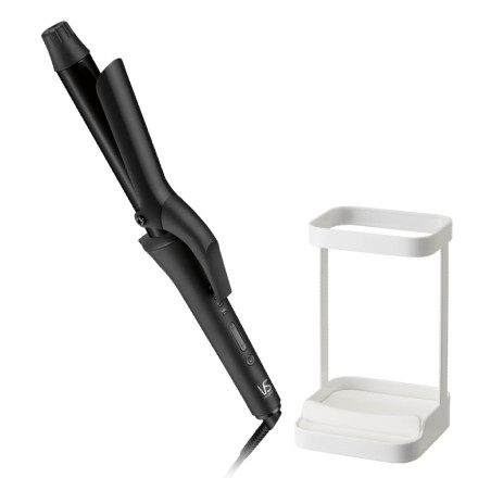 ヴィダルサスーン 25mm幅 カールアイロン VSI-2514KJ ＆ 山崎実業 tower 5062 耐熱トレー付きヘアーアイロンスタンド ホワイト