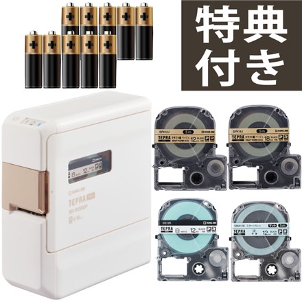 キングジム（KING JIM） ラベルライター テプラPRO シロ SR-R2500P ＆テープ4本&単三電池10本