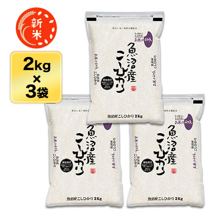 新米 白米 新潟県中魚沼産 コシヒカリ 6kg 2kg×3袋 特別栽培米 生産者指定米 特A評価 令和8年産 窒素充填包装