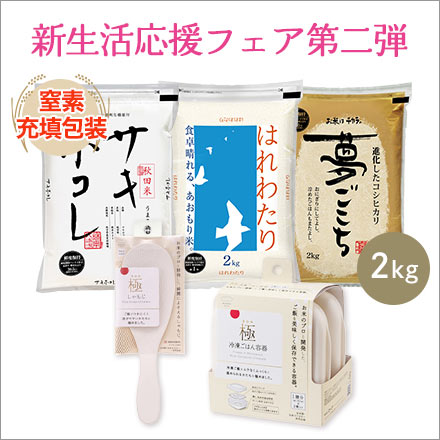 白米 石川産 夢ごこち+青森産 はれわたり+秋田産 サキホコレ 2kg×3種 6kg 令和7年産 極しゃもじ 極冷凍ごはん容器 新生活応援セット 第二弾