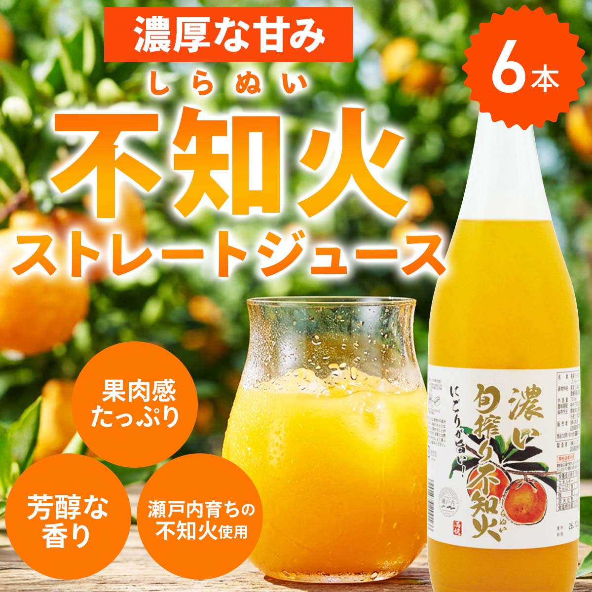 果実ミックスジュース 濃い旬搾り不知火 〔700ml×6〕ストレートジュース［沖縄県・離島 配送不可］
