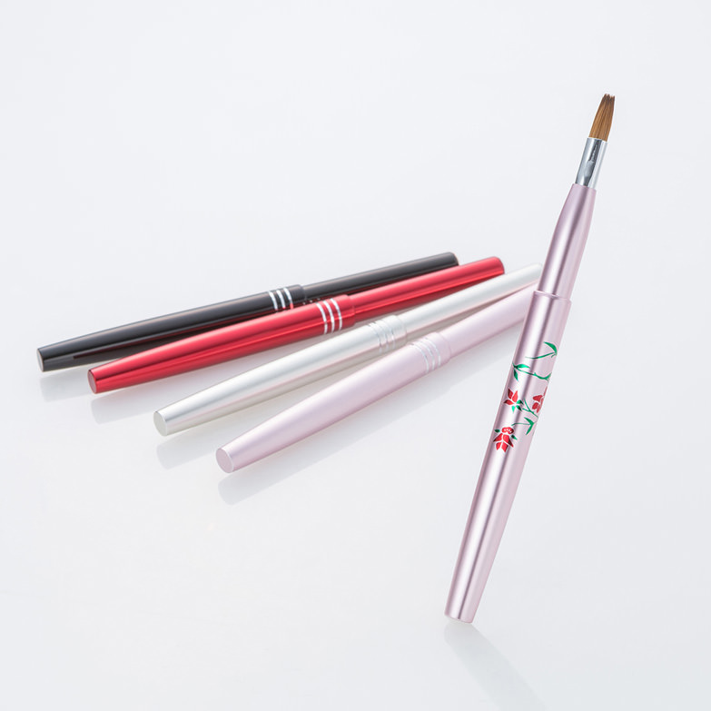 携帯用スライド式・熊野化粧筆リップブラシ1本【セーブル】宮尾産業　広島県 ピンクパール