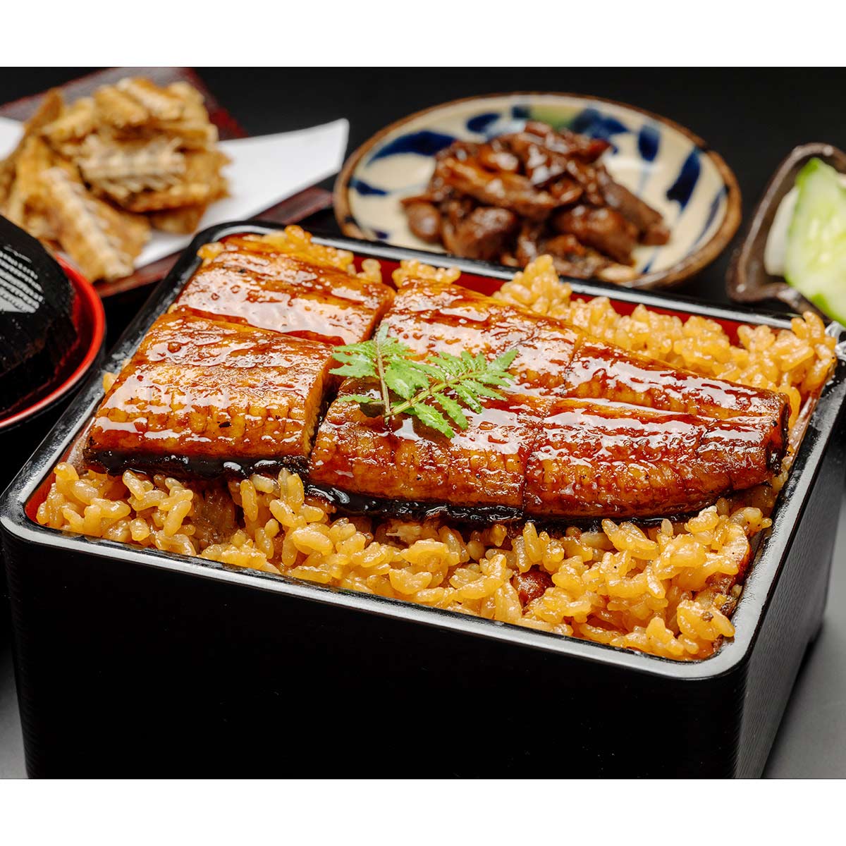 宮崎産 鹿児島産 厳選うなぎ飯セット 〔うなぎ飯×1食分、焼き肝・骨せんべい各30g、お吸い物〕 ウナギ 惣菜 宮崎 中村商店