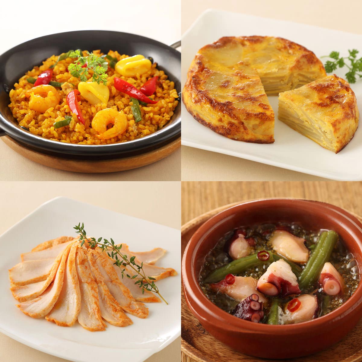 モン・テルセーロ スペイン料理 4種セット 〔ミックスパエージャ、ジャガイモのトルティージャ ほか全4種〕 パエリア 惣菜