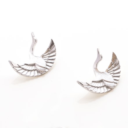 錫箸置き 向かい鶴 〔幅5×奥行2.8×高さ1cm×2個〕 箸置き 食器 高岡銅器