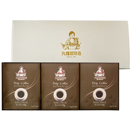丸福珈琲店 ドリップ珈琲セット 3箱 〔伝承香味ブレンド（10g×5袋）×3〕