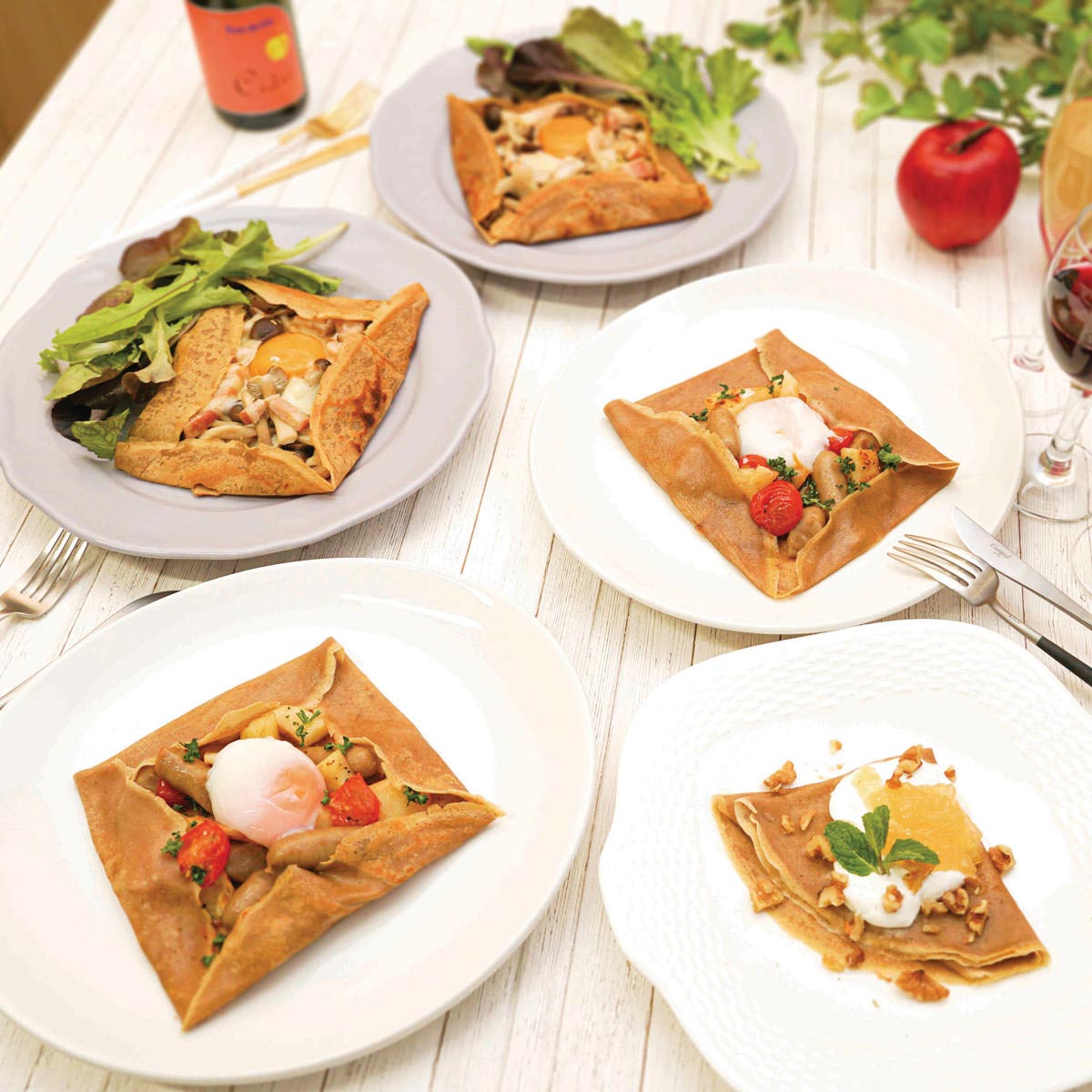 信州ガレットセット 〔国産あらびきポークウインナー100g、つるし燻りベーコン162g、そばガレット5枚、カットぶなしめじ200g〕 惣菜 食材セット