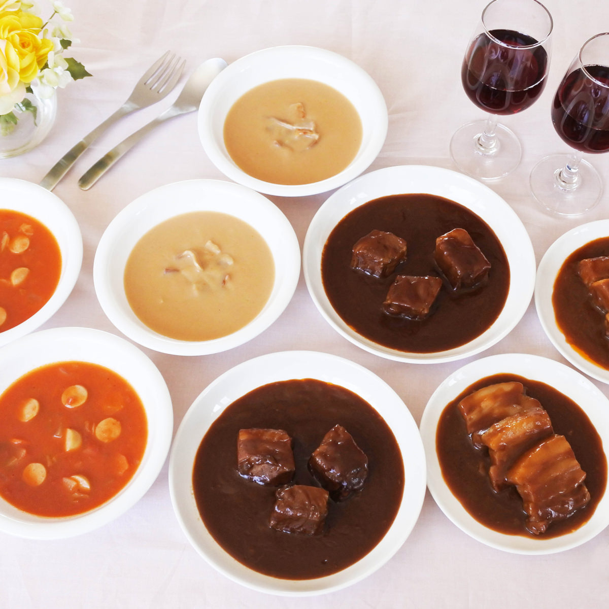 信州ハム おいしい信州ふーど 洋食セット 〔信州産りんごのポタージュ・信州産トマトのミネストローネ ほか全4種×各2〕 スープ 肉料理