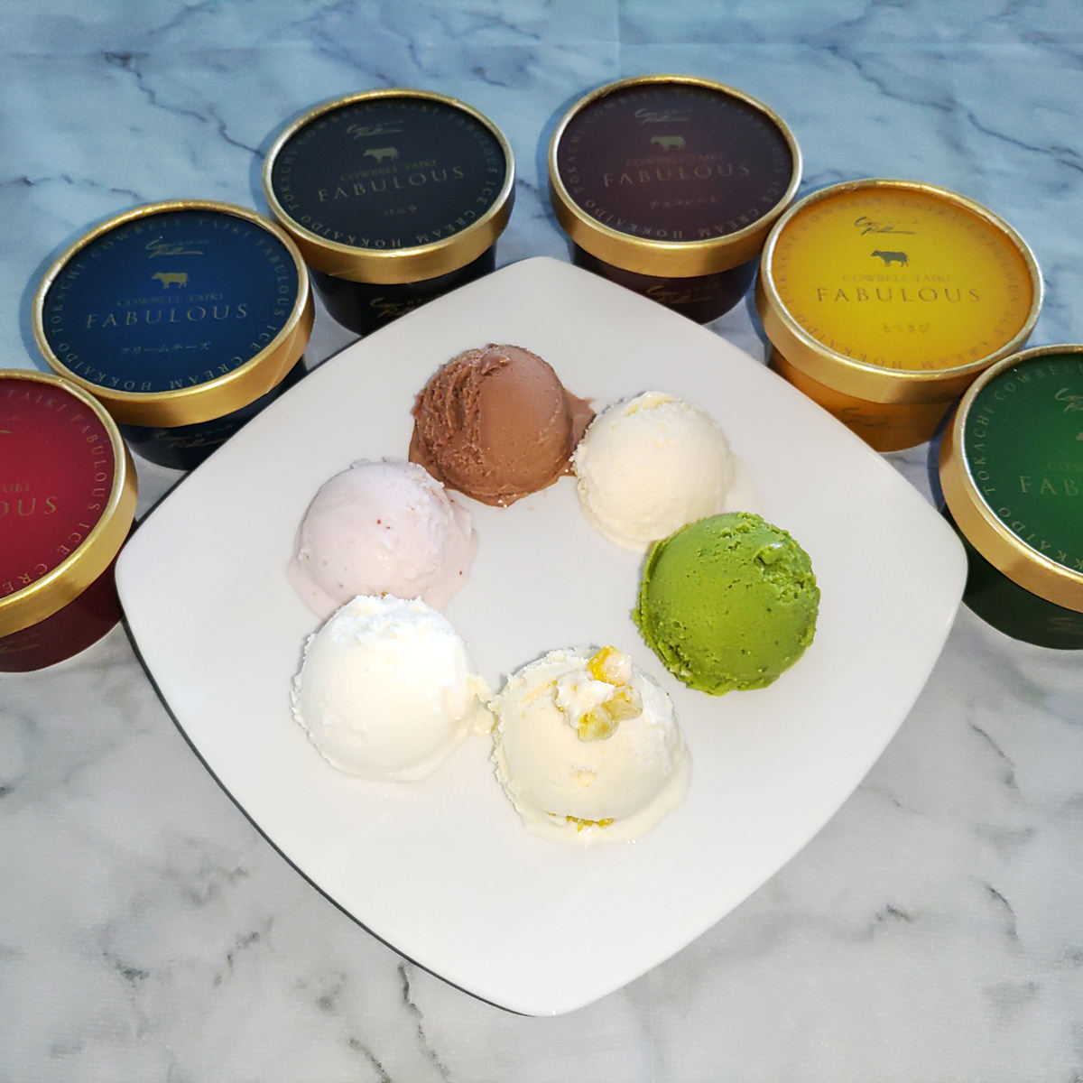 FABULOUSアイス 〔クリームチーズ・いちご・とうきび・チョコレート・バニラ・抹茶各90ml×各2〕 アイス 洋菓子