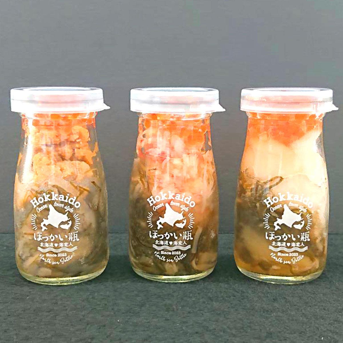 北海道 海恋人ほっかい瓶 うに入 〔うに・たらば蟹・ほたて各90g〕 魚介類