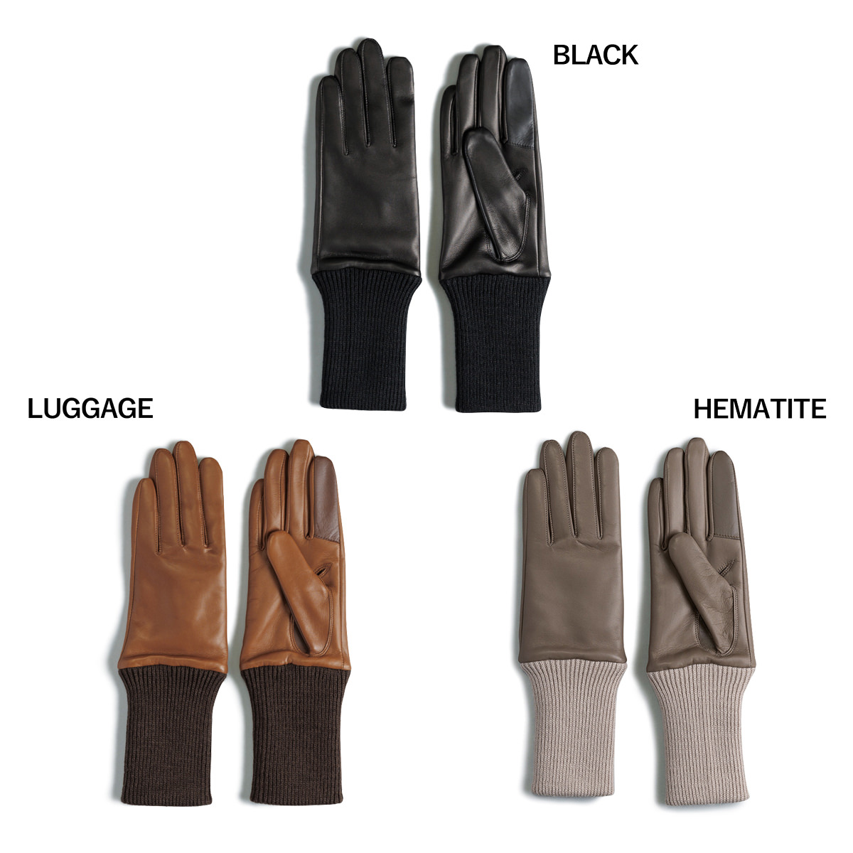 KURODA クロダ 女性用 Italian Sheep Cuffs - Touch Panel 〔手囲いサイズ：19cm/21cm〕 手袋 手囲い 21cm ： BLACK