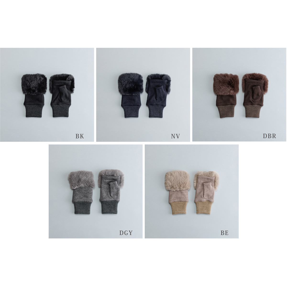 KURODA クロダ 女性用 フェイクファー付き フィンガーレスグローブ 〔手囲いサイズ：21～22cm〕 手袋 BK