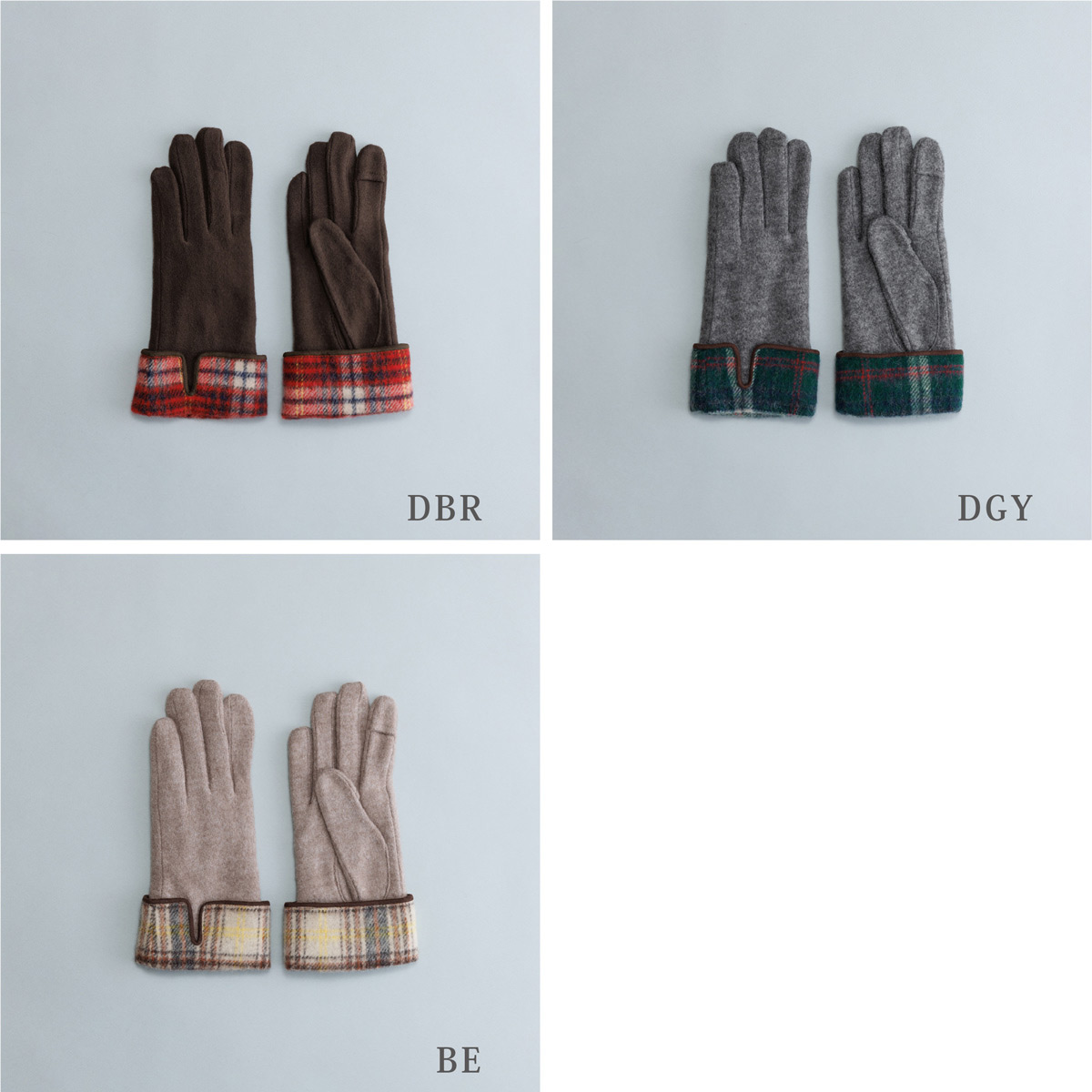 KURODA クロダ 女性用 タータンチェック カフスジャージグローブ タッチパネル対応 〔手囲いサイズ：21～22cm〕 手袋 DBR