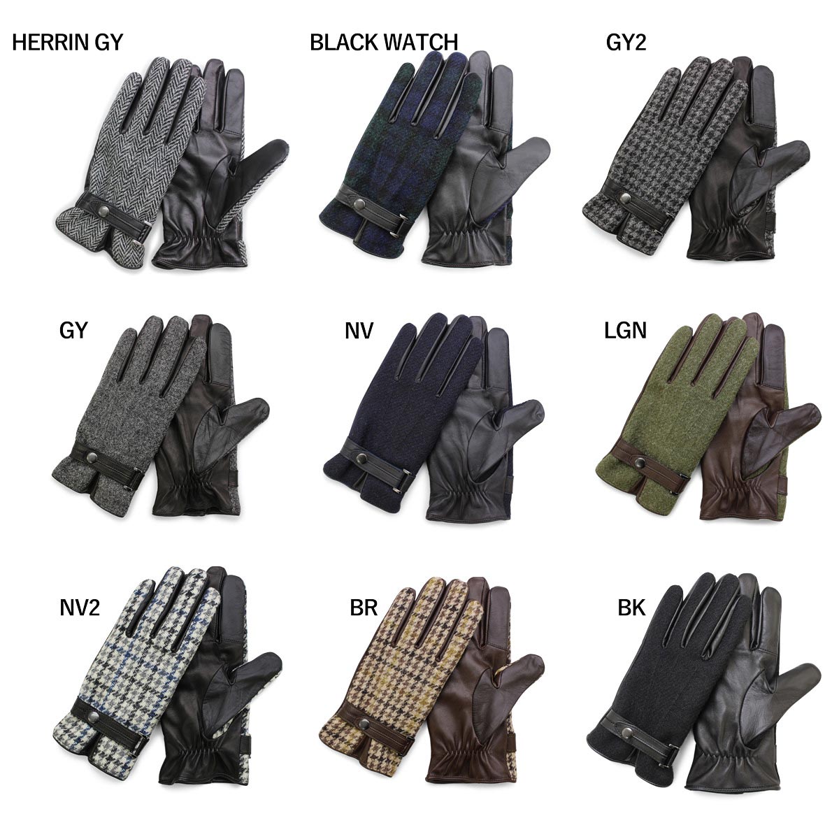 KURODA クロダ 男性用 Harris Tweed グローブ タッチパネル対応 〔手囲いサイズ：24cm〕 手袋 GY