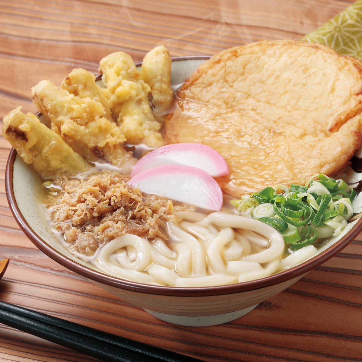 東筑軒 折尾名物 かしわうどん 丸天 ごぼう天入 冷凍 〔冷凍ゆで麺、かしわ肉、だし、丸天、ごぼう天(14g×5) 各5〕 うどん 麺