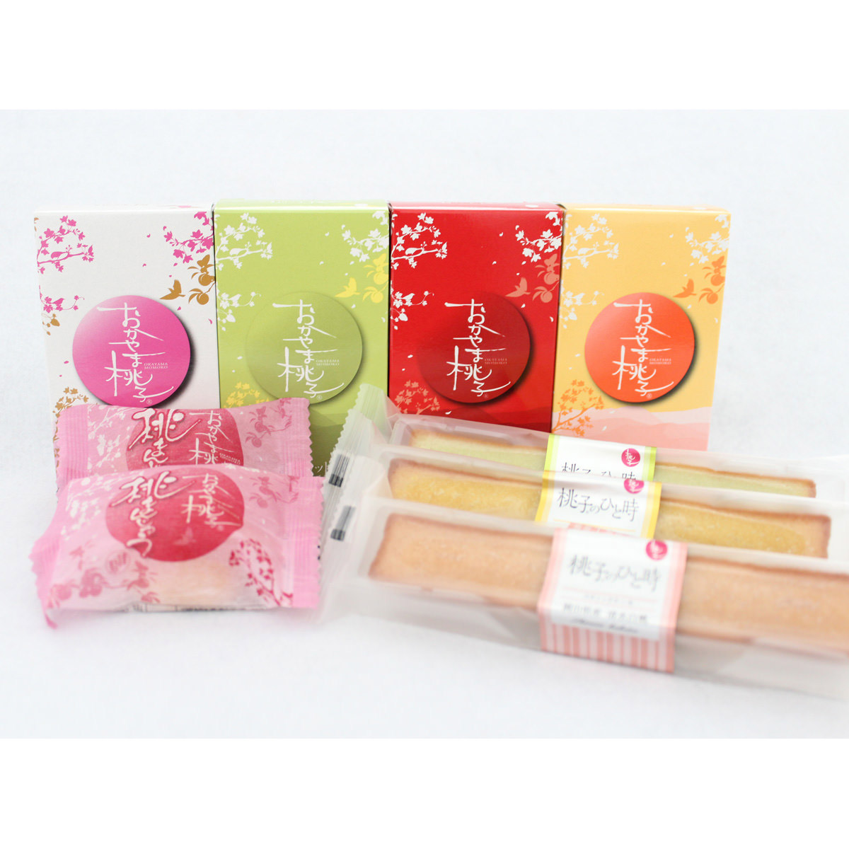 おかやま桃子と桃子のひととき 8種 詰め合わせ 〔おかやま桃子4種各2、スティックケーキ3種各1、桃まんじゅう×2個〕 スイーツ