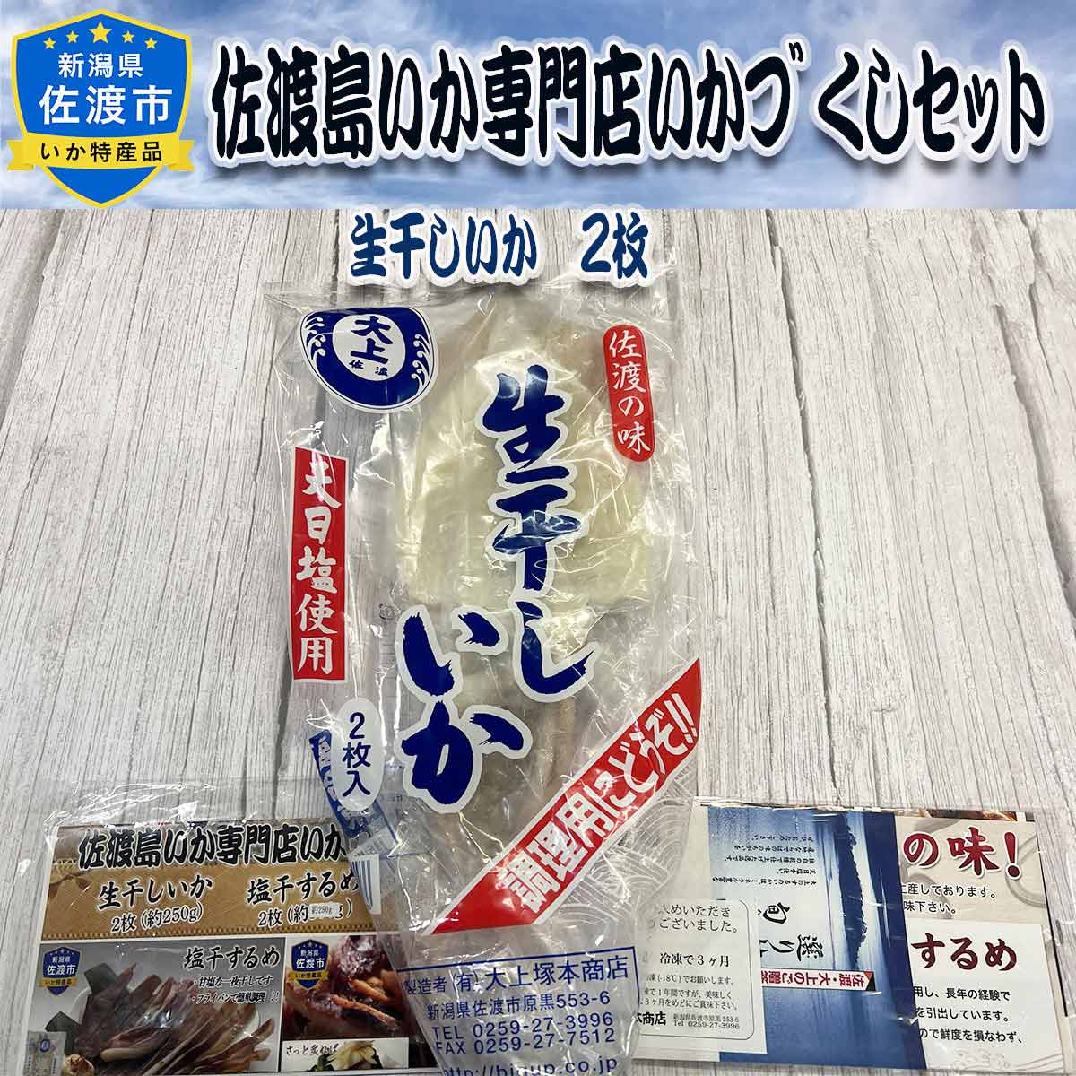 佐渡 天日塩使用 生干しいか 〔2枚(約250g)〕 イカ【北海道・九州地方・沖縄県・離島 配送不可】