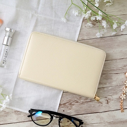 本革 通帳ケース RFID スキミング防止 アイボリー