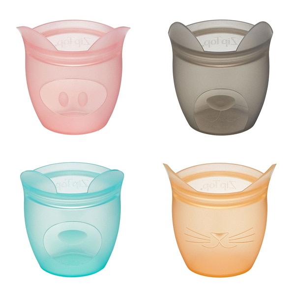 Zip top ジップトップ ベビースナックバック4点セット シリコン 保存容器 保存袋 まち付き レンジ 食洗器対応 耐熱 冷凍 冷蔵 Z-BSC4A