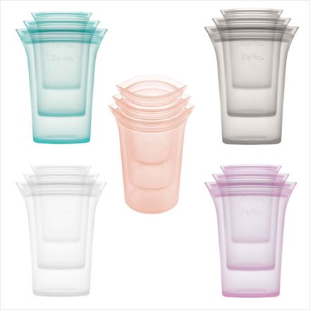 Zip top ジップトップ カップ3点セット ピーチ シリコン 保存容器 保存袋 まち付き レンジ 食洗器対応 耐熱 冷凍 冷蔵 Z-CUP3A-07