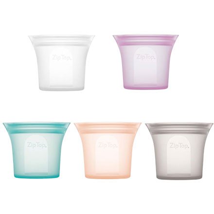 ジップトップ ショートカップ ピーチ シリコン 保存容器 保存袋 まち付き レンジ 食洗器対応 耐熱 冷凍 冷蔵 Z-CUPH-07