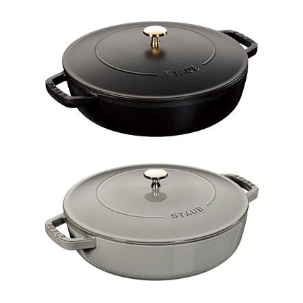 staub ストウブ ブレイザー ソテーパン 26cm グレー 40506-543 大きい 両手 鋳物 ホーロー 鍋 すき焼き IH対応