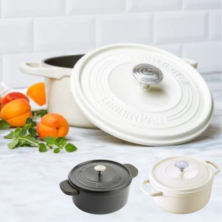 グリーンパン フェザーウェイト ココットラウンド 22cm ポットホルダー 2個付 グレー CC002457-001