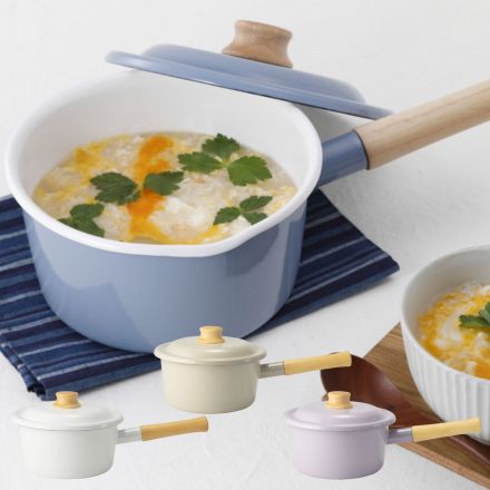 富士ホーロー コットンプラス ソースパン 18cm アッシュブルー CTP-18S.AB