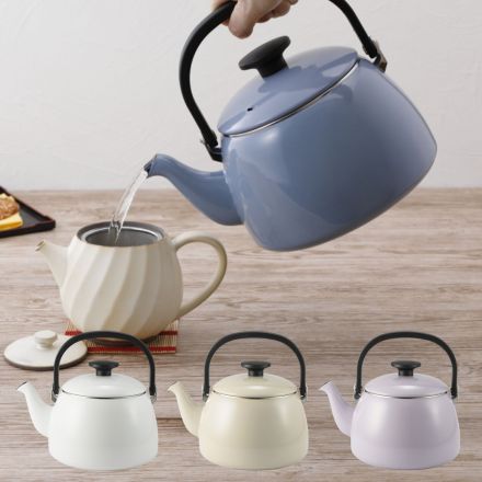 富士ホーロー コットンプラス ケトル 2.5L アッシュブルー CTP-2.5K.AB