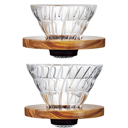 HARIO ハリオ V60 耐熱ガラス透過ドリッパー オリーブウッド 1-2杯用 VDGR-01-OV
