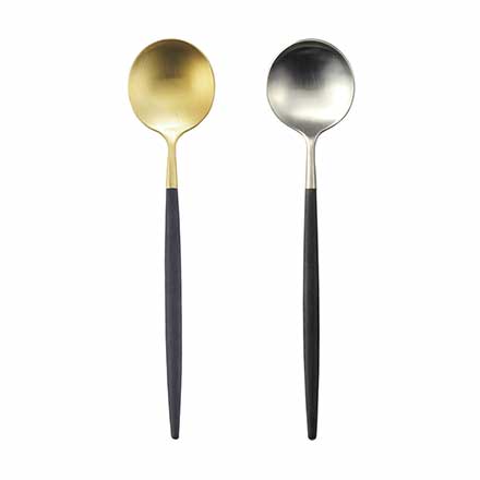 Cutipol クチポール GOA ゴア ブラック デザートスプーン ゴールド 単品 GO.08 GB
