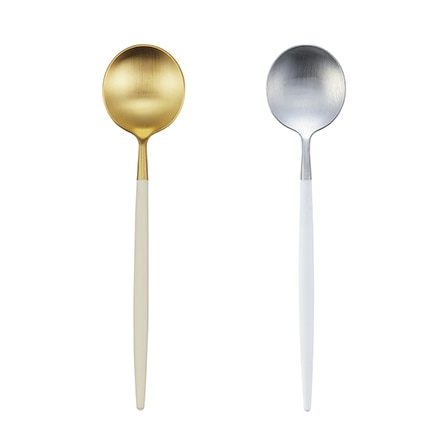 Cutipol クチポール GOA ゴア ホワイト デザートスプーン ゴールド 単品 GO.08WGB