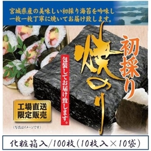 初採り 焼きのり 全型 100枚 箱入 10枚×10袋