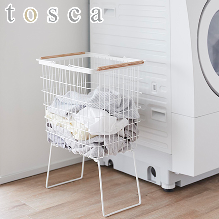 tosca トスカ 折り畳み脚付きランドリーバスケット ホワイト 1464