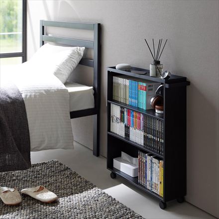 tower タワー ハンドル付き隠せるコミックラック ブラック 1486