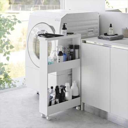 tower タワー キャスター付きスリムワゴン 3段 ホワイト 1804