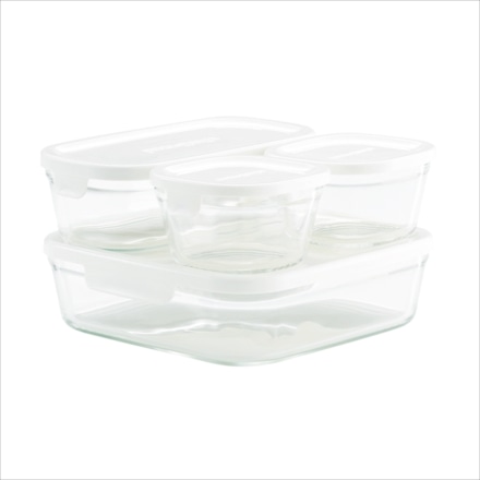 イワキ iwaki パック&レンジ 角型4点セット ホワイト PCY-PRN-4W