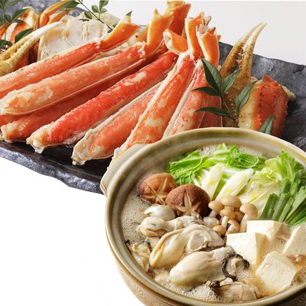 鍋セット 蟹 ズワイガニ 約900g-1kg & 牡蠣 剥き身 1kg むき身