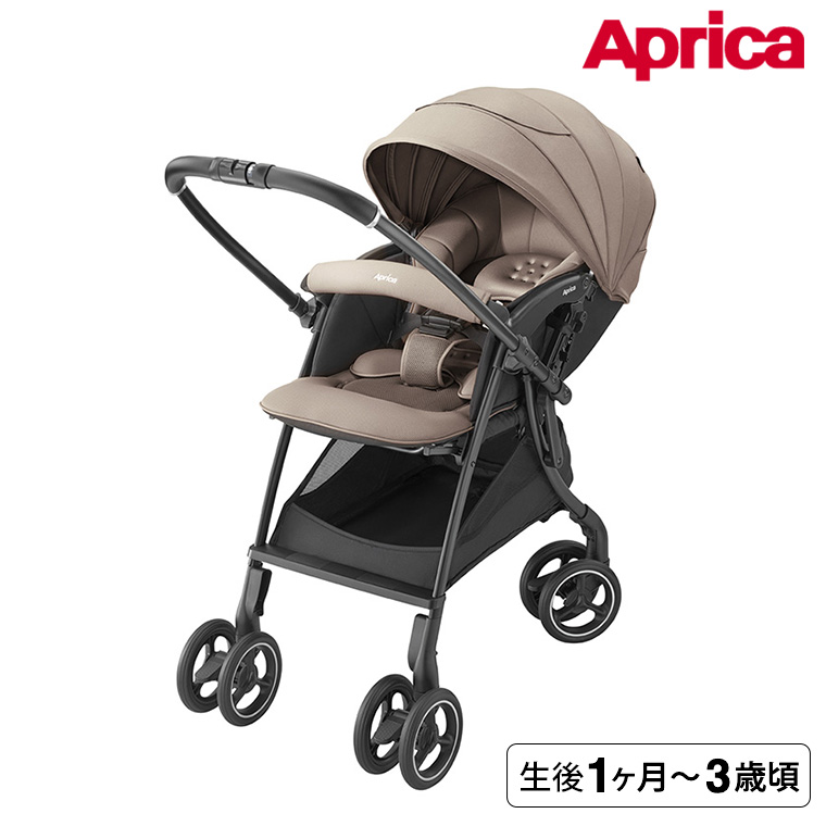 Aprica アップリカ ベビーカー ラクーナ クッション AH A型ベビーカー 製品安全協会A形SG合格品 大径ダブルタイヤ 4輪 ベージュ BE 2217030