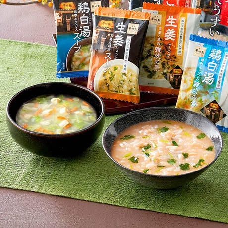 博多華味鳥 フリーズドライ雑炊＆スープセット　12個（MHZ-48A）