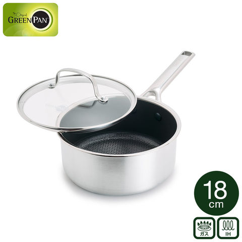 グリーンパン エーペックス ソースパン 18cm ガラス蓋付き CC010625-104