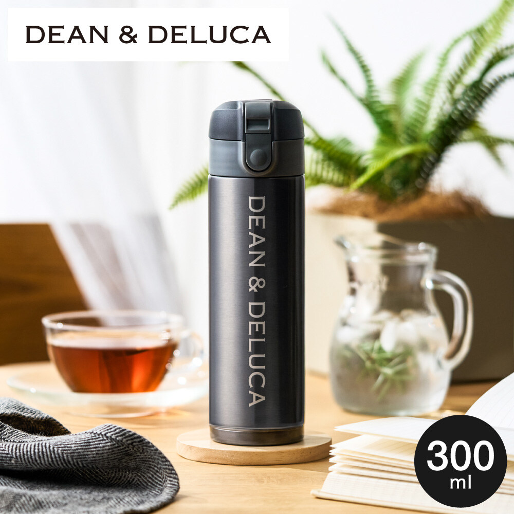 DEAN & DELUCA ディーンアンドデルーカ ワンタッチ栓スリムボトルガンメタル 300ml のし・包装不可 / マグボトル 水筒 保温 保冷 直飲み 軽量