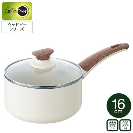 グリーンパン ウッドビー ソースパン 16cm 蓋付き CC001015-001 IH対応 ガス火対応